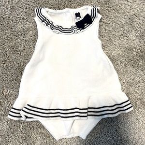 White and navy sweater set